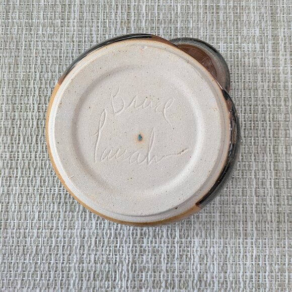 Larrabee Ceramics Handmade Glazed Pottery Chip And Dip Bowl Signed By Artist - Picture 2 of 5